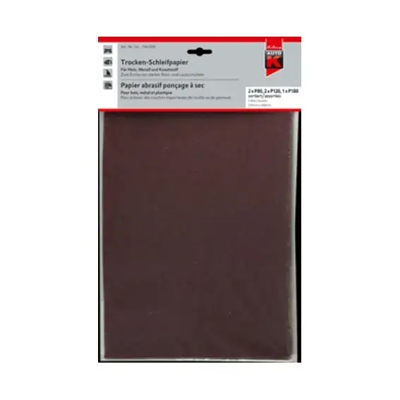 PAPIER ABRASIF SEC Assortiment 5 PIECES – 746020 – AUTOK Promotion