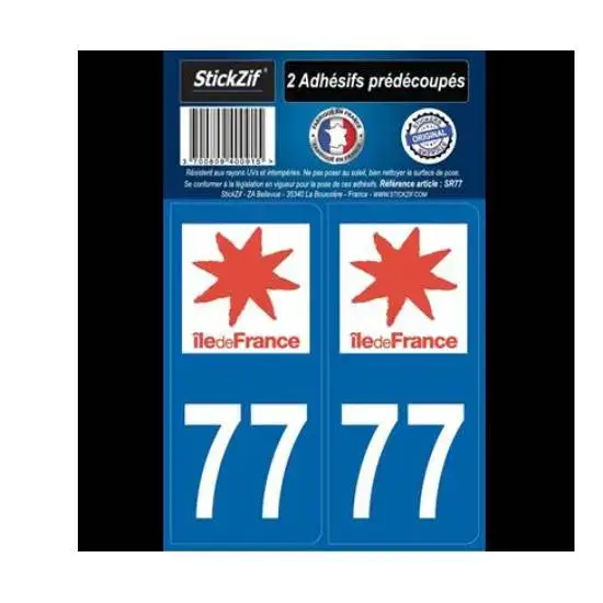 2 Autocollants Région Ile de France Département 77 – STICKZIF Usine Directe