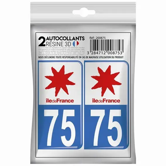 Haute Qualité STICKER 3D 75 PARIS x2 – 200875 – CADOX