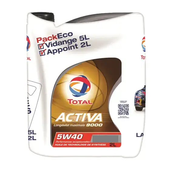 Huile moteur Total Activa 9000 5W40 Essence pack eco 5 litres + 2 litres Commander Maintenant