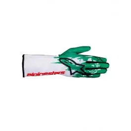 Gants Karting ALPINESTARS TECH 1 K V3 FIA 8877 2022 Blanc Vert Rouge Populaire