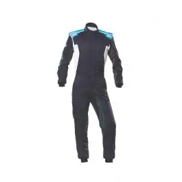 Certifié Combinaison OMP TECNICA HYBRID FIA 8856 2018 Bleu Marine Cyan