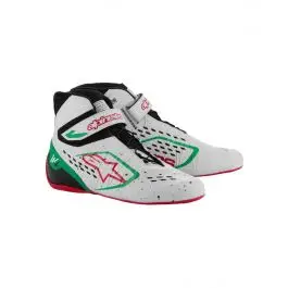 Bottines Karting ALPINESTARS TECH-1 KX V3 FIA 8877 2022 Blanc Vert Rouge Bon Marché