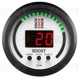 Manomètre pression turbo 30 IN HG/30 PSI 52mm Blanc Digital STACK 726ST3462 Commande En Gros