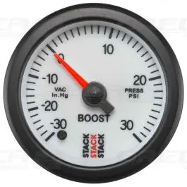 Populaire Manomètre pression turbo 30 IN HG/30 PSI 52mm Blanc Électrique, moteur pas à pas STACK 726ST3362