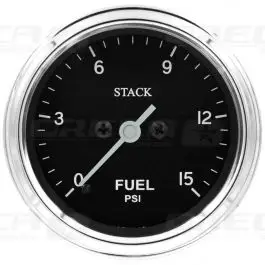 Manomètre classic pression essence 0-15 PSI 52mm Noir Électrique, moteur pas à pas STACK 726ST3304C Livraison Gratuite
