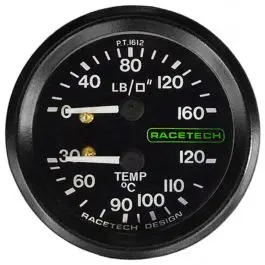 Manomètre combiné RACETECH D52MM Température Pression Longueur câble 12&prime; Eclairage 1/8BSP SMITHS Jusqu’à Épuisement Des Stocks