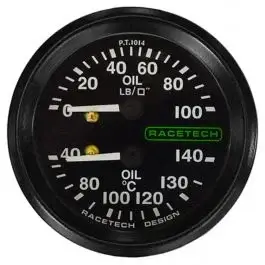 Prix Cassé Manomètre combiné RACETECH D52MM Température huile 140°C Pression huile 100LB Longueur câble 9'' 1/8BSP AQP