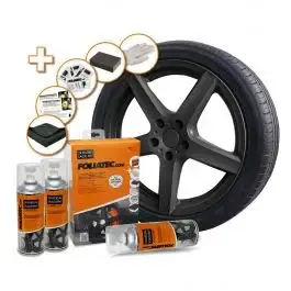 Offre Exclusive Kit de Peinture FOLIATEC Aérosol 2C pour Jantes Noir Mat 3X400ML