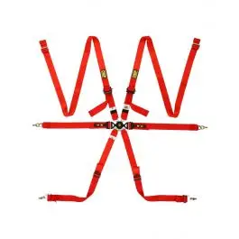 Pas Cher Harnais OMP One 2 Versa Endurance 6 points FIA 8853-2016 Rouge