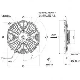 Ventilateur aspirant Ø 335 mm épaisseur 63 mm 12V SPAL VA10-AP50/C-61A Super Prix