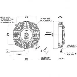 Ventilateur soufflant Ø 209 mm épaisseur 52 mm 12V SPAL VA14-AP7/C-34S Petit Prix