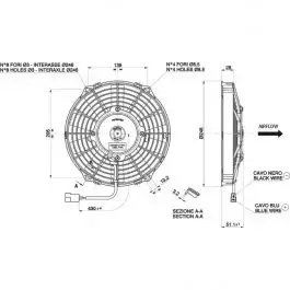 Ventilateur aspirant Ø 246 mm épaisseur 52 mm 12V SPAL VA07-AP12/C-31A Meilleure Vente