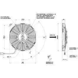 Ventilateur aspirant Ø 284 mm épaisseur 52 mm 12V SPAL VA11-AP8/C-29A Remise