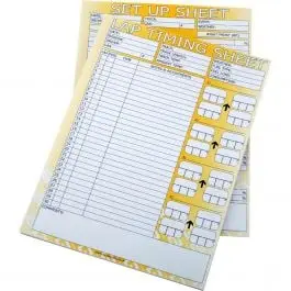 Feuille de suivi temps chronomètre par tour – BG RACING (par 50) Retour Gratuit