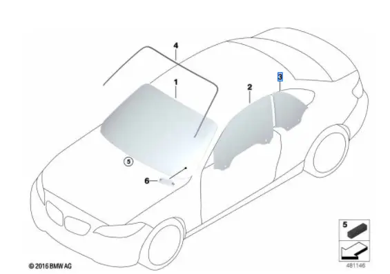 Vitre latérale arrière (côté au choix) BMW Série 2 F23 Authentique