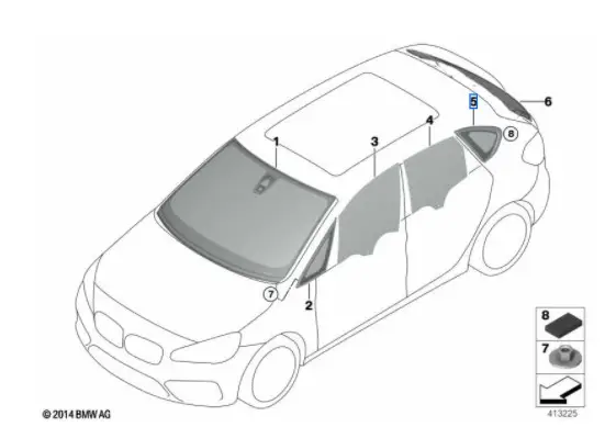 Vitre arrière latérale fixe (côté au choix) BMW Série 2 F45 Petit Prix