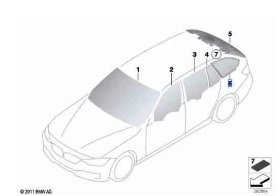 Vitre latérale arrière fixe (côté au choix) BMW Série 3 F31 Prix Promo