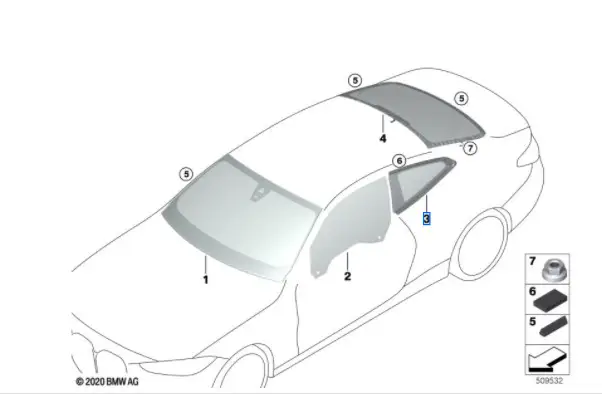 Vitre latérale arrière (côté au choix) BMW Série 4 G23 Vente Directe