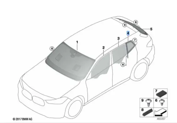 Dernier Modèle Vitre latérale fixe arrière (côté au choix) BMW X2 F39