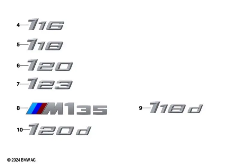 Top Vente Logo arrière au choix pour BMW Série 1 F70