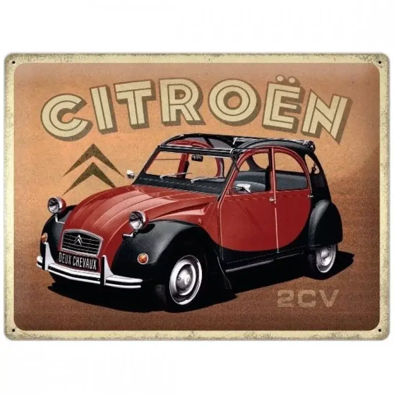 Tôle peinte emboutie 30x40cm Citroen 2cv – 2CV Charleston Prix Bas