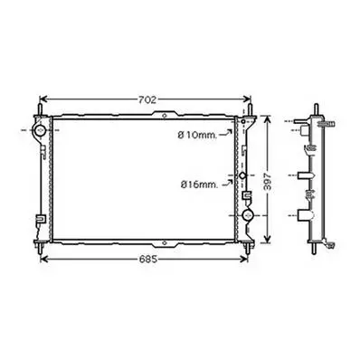 Radiateur de refroidissement moteur pour FORD TOURNEO CONNECT I ph.1 2002-2006, OEM: 4367089, Neuf Réduction