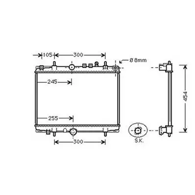 Radiateur de refroidissement moteur pour PEUGEOT 406 1999-2004, OEM: 133068, Neuf Marque