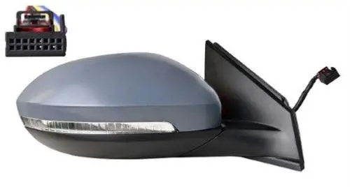 Prix Bas Rétroviseur droit électrique pour VOLKSWAGEN TAIGO depuis 09/2021, dégivrant, rabattable électriquement, avec feu LED, éclairage de courtoisie, mémoire, 13 pin, coque à peindre, Neuf