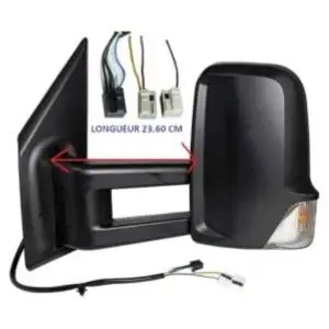 Rétroviseur gauche électrique pour MERCEDES SPRINTER III depuis 2018 (W907-W910), bras long, BLIS, dégivrant, noir, Neuf Vente Directe