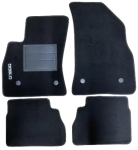 Prix Choc Kit 4 Tapis de sol Auto pour FIAT DOBLO II phase 2, depuis 2015, avec sigle DOBLO, moquette noire, avec CLIPS, Neuf