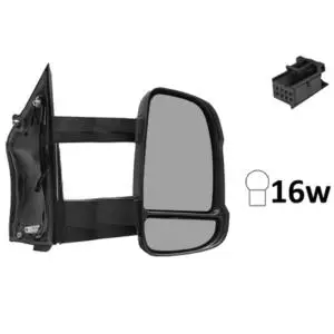 Rétroviseur droit électrique pour PEUGEOT BOXER II 2014-2023, bras long, dégivrant, feu clignotant orange (16W), Neuf Must-Have