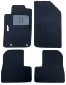 Livraison Express Kit de 4 Tapis Auto sur Mesure  Peugeot 206 Plus (2009-2013) avec sigle brod&eacute; 206