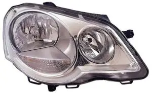 Certifié Phare Optique avant droit pour VOLKSWAGEN POLO IV, 2005-2009, H7+H1, fond chromé, Neuf