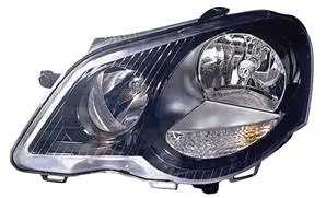 Phare Optique avant gauche pour VOLKSWAGEN POLO IV, 2005-2009, H7+H1, fond noir, Neuf Marque