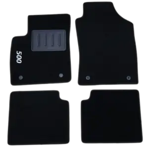Kit de 4 Tapis Auto sur Mesure ? FIAT 500 (2007-2015) avec sigle brodé 500 Super Prix