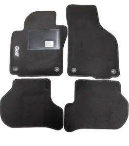 Kit 4 Tapis de sol Auto pour VOLKSWAGEN GOLF V (1K) de 2003-2008, avec sigle GOLF, moquette noire avec CLIPS OVALE, Neuf Commander Vite