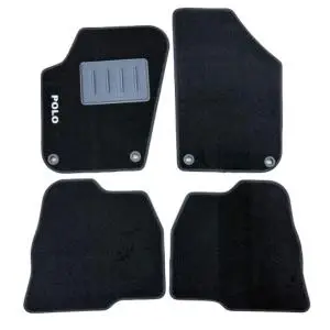 Jusqu’à Épuisement Des Stocks Kit 4 Tapis de sol Auto pour VOLKSWAGEN POLO 2001-2009, avec sigle POLO, avec CLIPS ovale, Neuf
