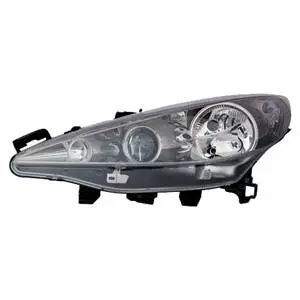 Phare Optique avant gauche pour PEUGEOT 207+, 2012-2014, H7+H7+H1, avec moteur, noir, Neuf Prix Choc