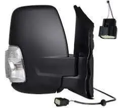 Retour Gratuit Rétroviseur droit électrique pour FORD TRANSIT Mk8 phase 2 depuis 2019, dégivrant, feu clignotant, coque noir, rabattable électriquement, 16W, BLIS, Neuf