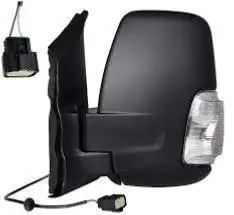 Réduction Rétroviseur gauche électrique pour FORD TRANSIT Mk8 phase 2 depuis 2019, dégivrant, feu clignotant, coque noir, 16W, Neuf